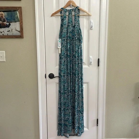 NINE BRITTON green floral maxi dress. S - Picture 3 of 7